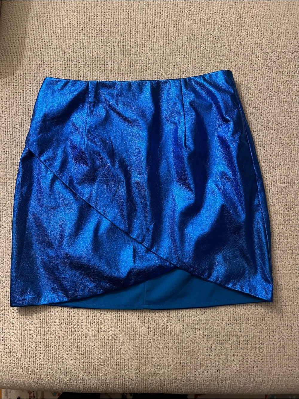 superdown Metallic Cobalt Wrap-Style Mini Skirt